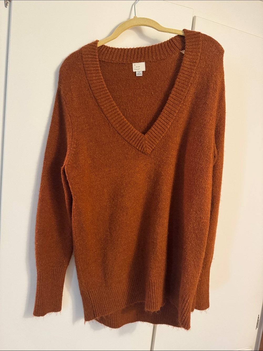 a new day Cozy V-Neck Women's Sweater - Burnt Orange
